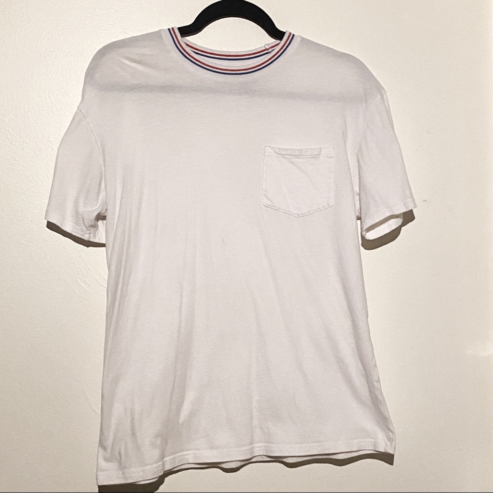 Pacsun Tricolor Ribbed Neck White Tee